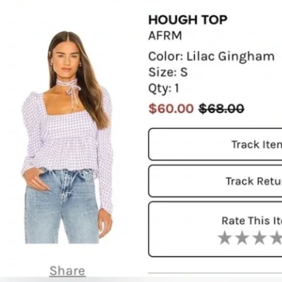 AFRM purple Hough Top - Size XS- Revolve - Picture 1 of 1